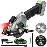 GALAX PRO Akku Kreissägen, 20V (2,0 Ah Akku mit Ladegerät) Laserführung, 2 x Kreissägeblatt-Ø115mm, 3400RPM, 45°...