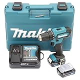 Makita DF333DSAE Akku-Bohrschrauber 12 V max. / 2,0 Ah, 2 Akkus + Ladegerät im Transportkoffer, Schwarz, Blau